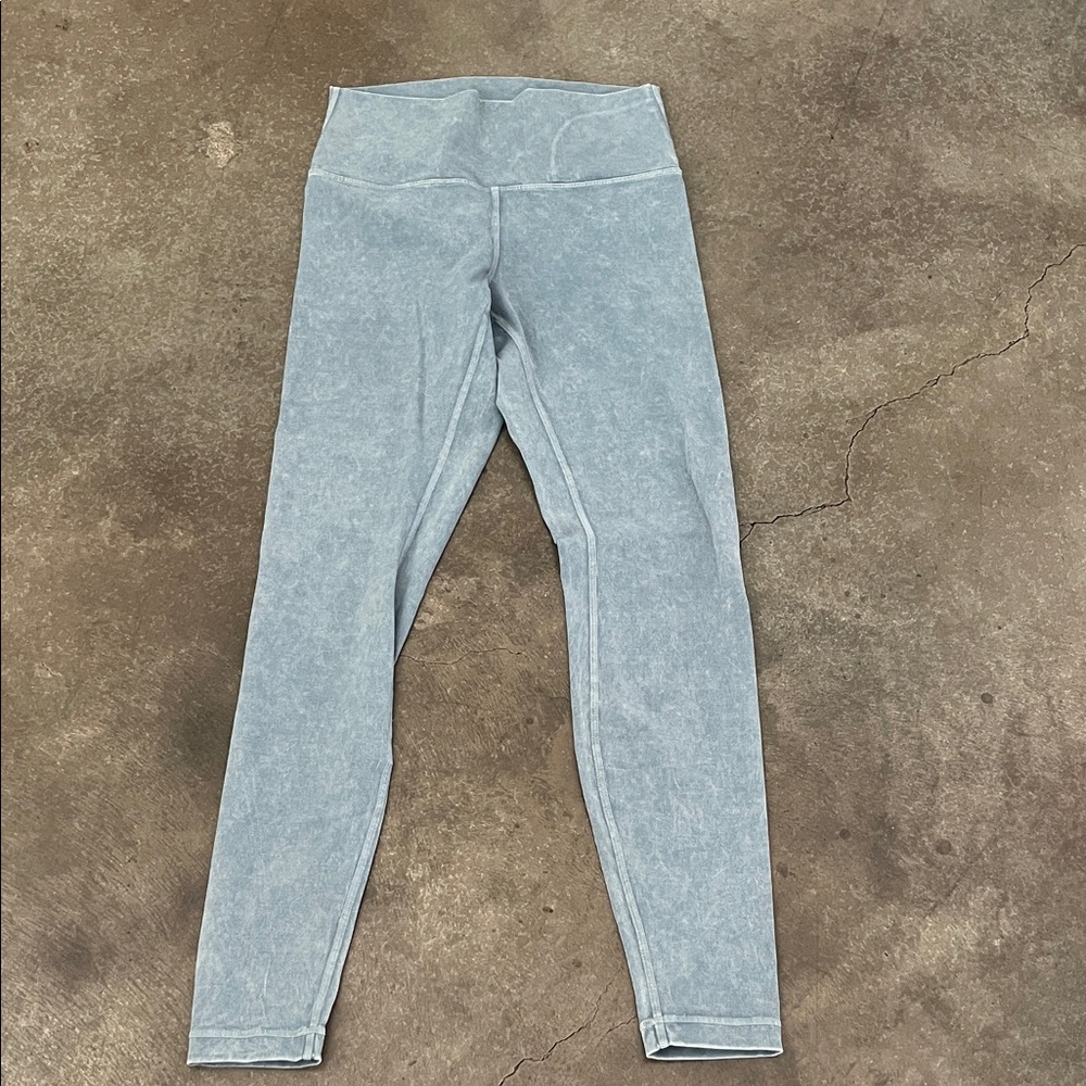 Lululemon High-Waist Light Blue Acid-Wash Leggings